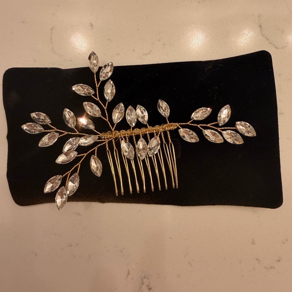 Accessories - Bridal Crystal Leaf Gold Hair Comb